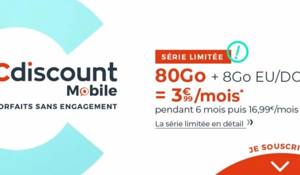 Cdiscount Mobile : profitez de 80 Go pour seulement 3,99 €