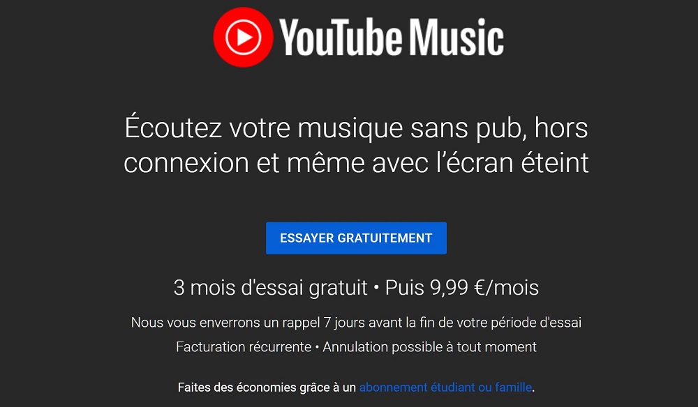 YouTube Music gratuit