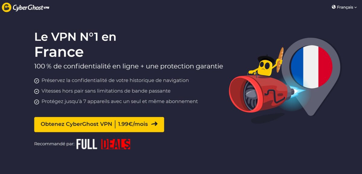 CyberGhost VPN : le meilleur VPN en France est à 1.99€ avec 3 mois offerts
