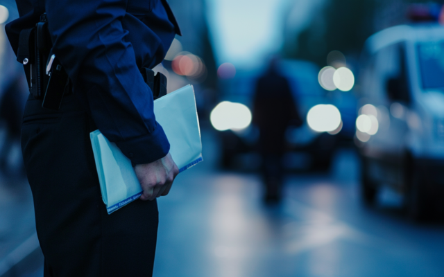 Main de policier remplissant une contravention, illustration de l'amende forfaitaire pour usage de stupéfiants.